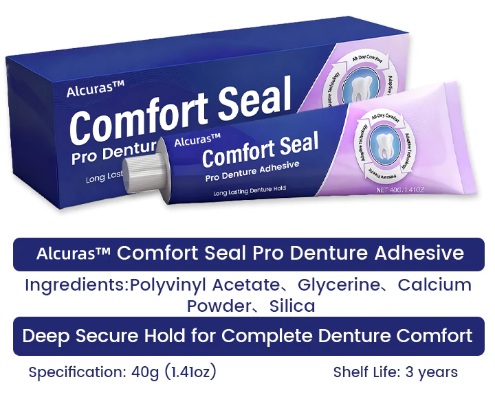 Alcuras® Comfort Seal Pro Denture Adhesive🦷💜(96- Hour Lock Hold, Comfortable & Zinc-Free Denture Fit) 🔥