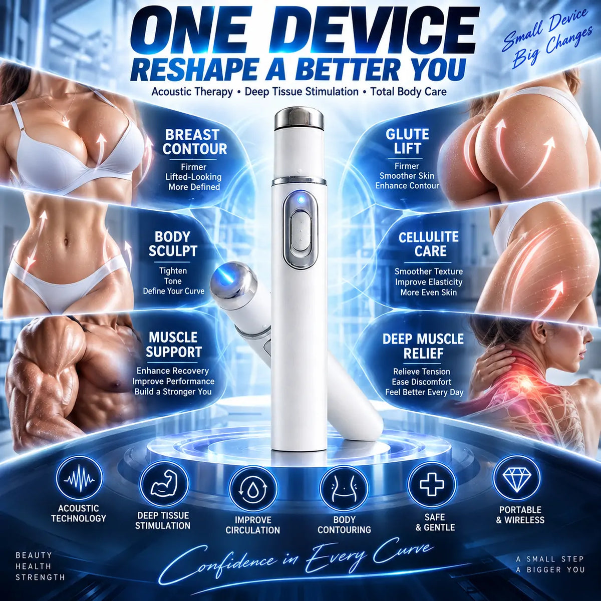 Mresio® ULTRASONIC SHOCK WAVE BODY REMODELING SYSTEM——Enhances bust and lifts buttocks. Fuel Muscle Growth.Boost Circulation. Relieve Pain.