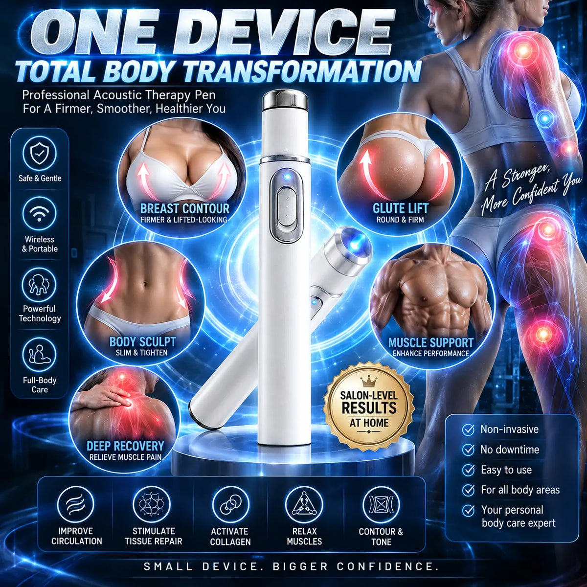 Mresio® ULTRASONIC SHOCK WAVE BODY REMODELING SYSTEM——Enhances bust and lifts buttocks. Fuel Muscle Growth.Boost Circulation. Relieve Pain.