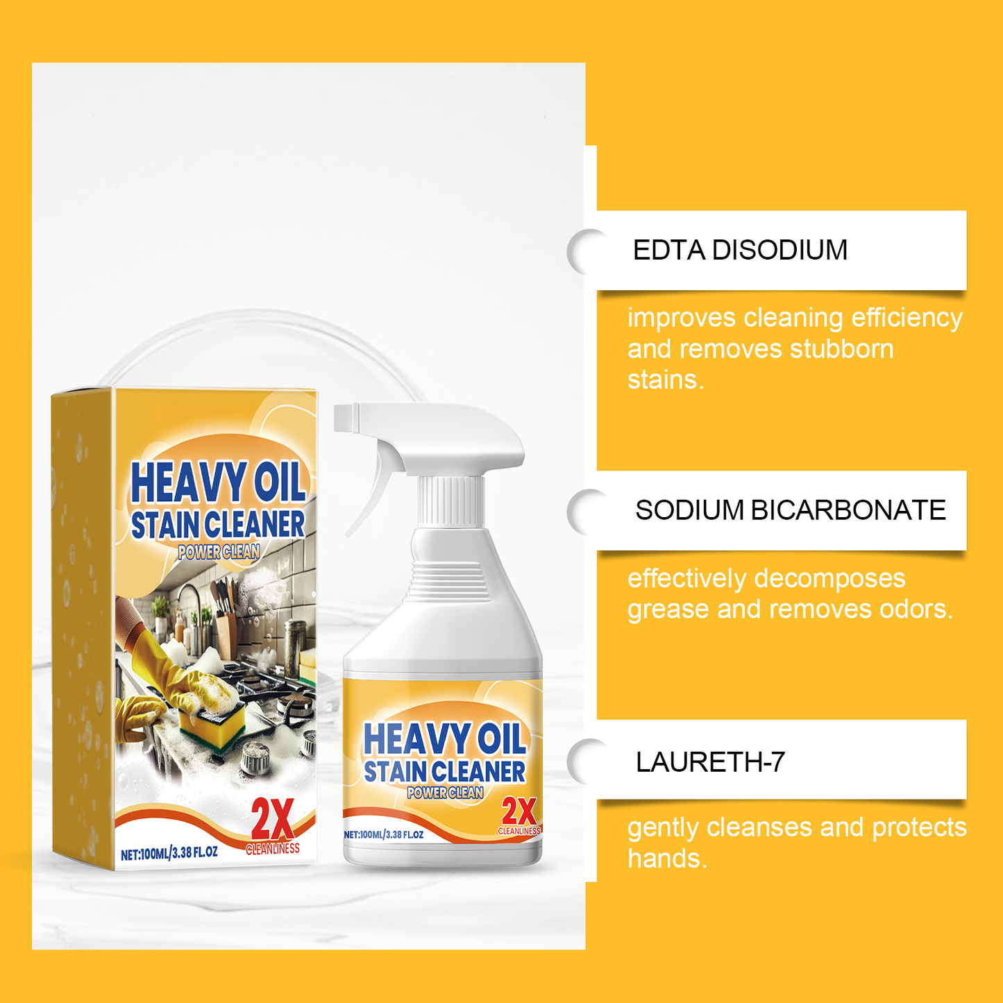 Heavy Duty Degreaser Cleaner Spray for Kitchen, Household, Oven, Stove, Range Hood,Household kitchen cleaners