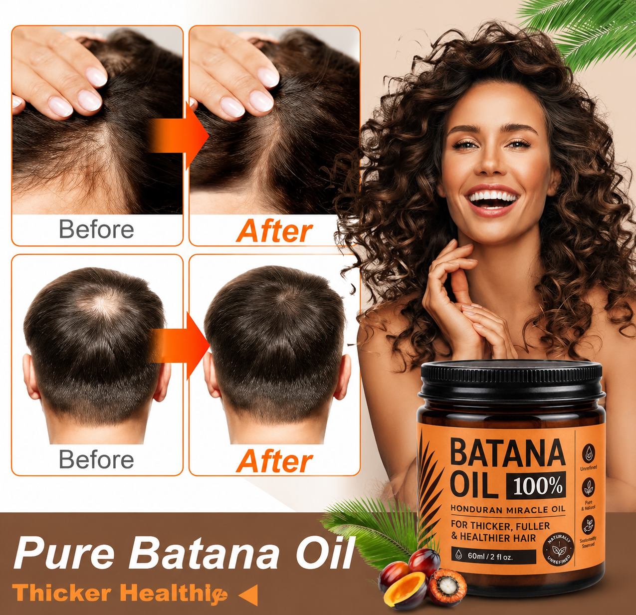 🌱 Batana Oil for Hair Growth,Raw Organic Batana Mask from Honduras