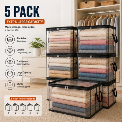 Buy 1 Get 1 Free📢Large Heavy-Duty Thick Plastic Clear Storage Bag for Clothes, Moving & Storage