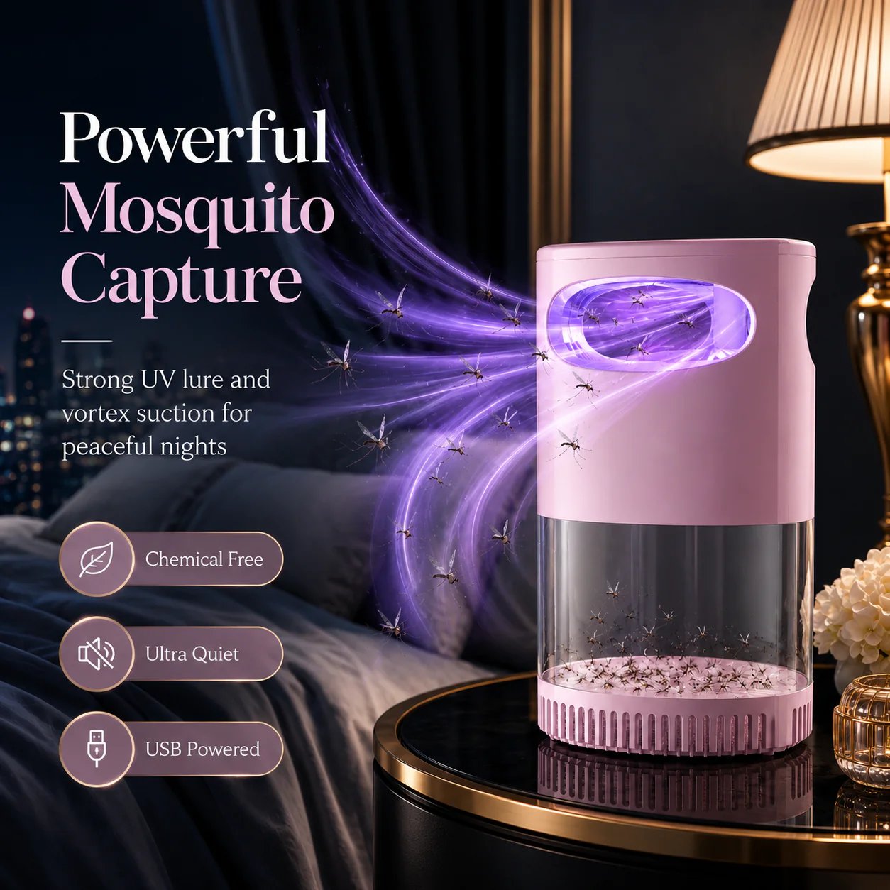 Ultra-Quiet Bionic UV Suction Mosquito Trap