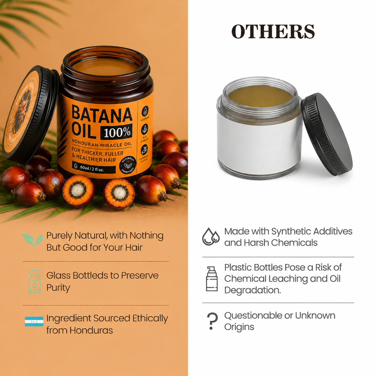 🌱 Batana Oil for Hair Growth,Raw Organic Batana Mask from Honduras