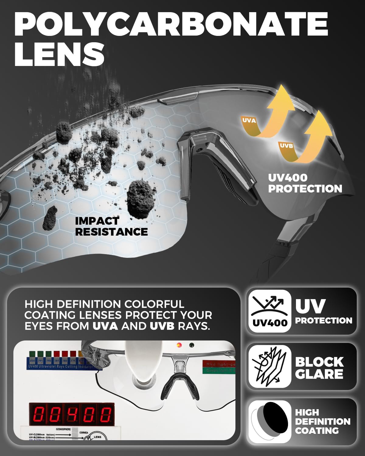 ☀️UV400 Photochromic Polarized Safety Glasses – 🥇Impact Resistant Outdoor Sports & Work Eyewear