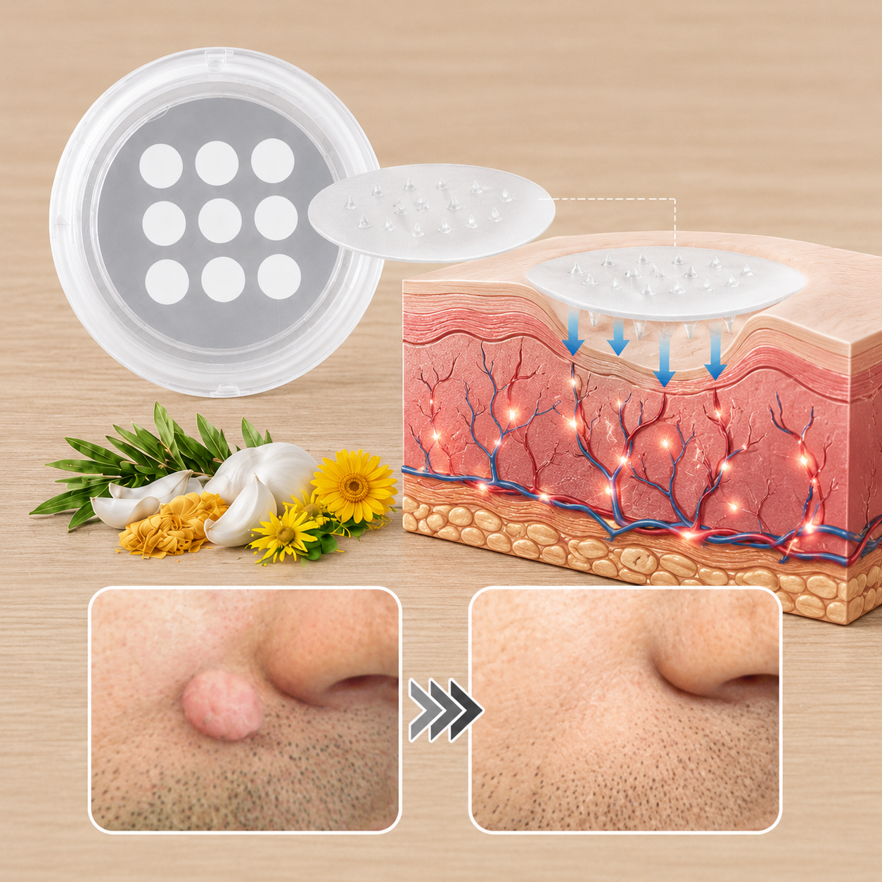 ✨Alcuras®2-in-1 Microneedle & Hydrocolloid Patch🍀| Removes Raised Moles, Acne, Flat Warts & Skin Tags | Helps Improve Wrinkles, Scars & Blemishes | Invisible Patches for Face & Body