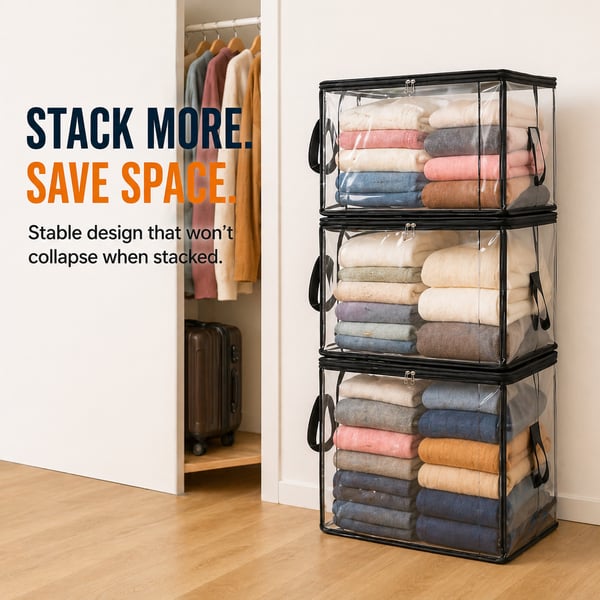 Buy 1 Get 1 Free📢Large Heavy-Duty Thick Plastic Clear Storage Bag for Clothes, Moving & Storage