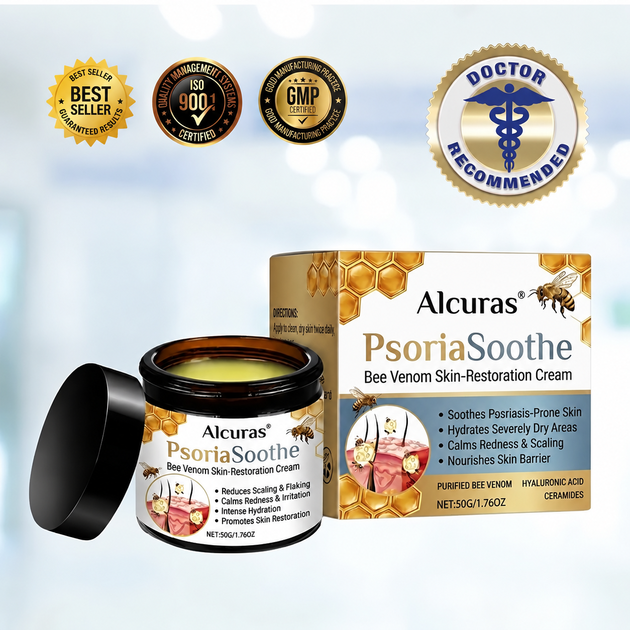 Alcuras® PsoriaSoothe Bee Venom Skin-Restoration Cream