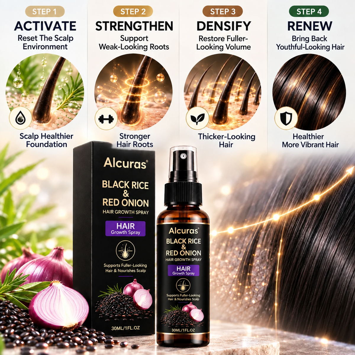 Alcuras® BlackRice HairAge Renewal Serum