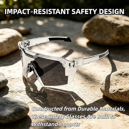 ☀️UV400 Photochromic Polarized Safety Glasses – 🥇Impact Resistant Outdoor Sports & Work Eyewear