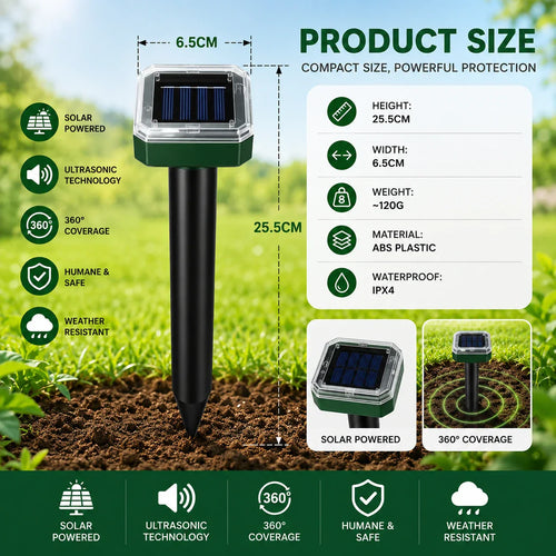 Spring Sale 50% OFF☘️Solar Powered Waterproof Screw Mole Repellent🐭
