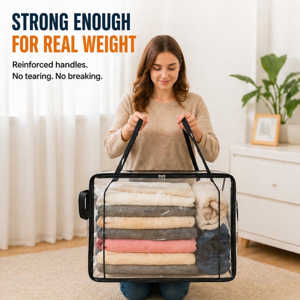 Buy 1 Get 1 Free📢Large Heavy-Duty Thick Plastic Clear Storage Bag for Clothes, Moving & Storage