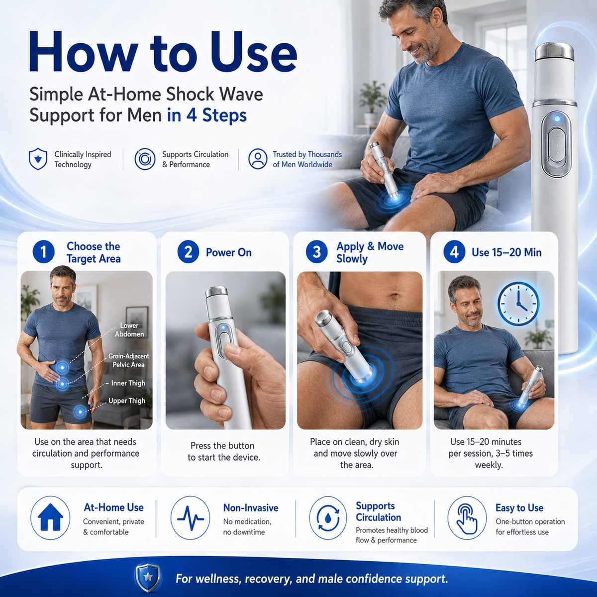 💥Mresio® Ultrasonic Shock Wave Therapy Massager——Restore Circulation. 🔥Relieve Deep Pain. Rebuild Male Confidence.