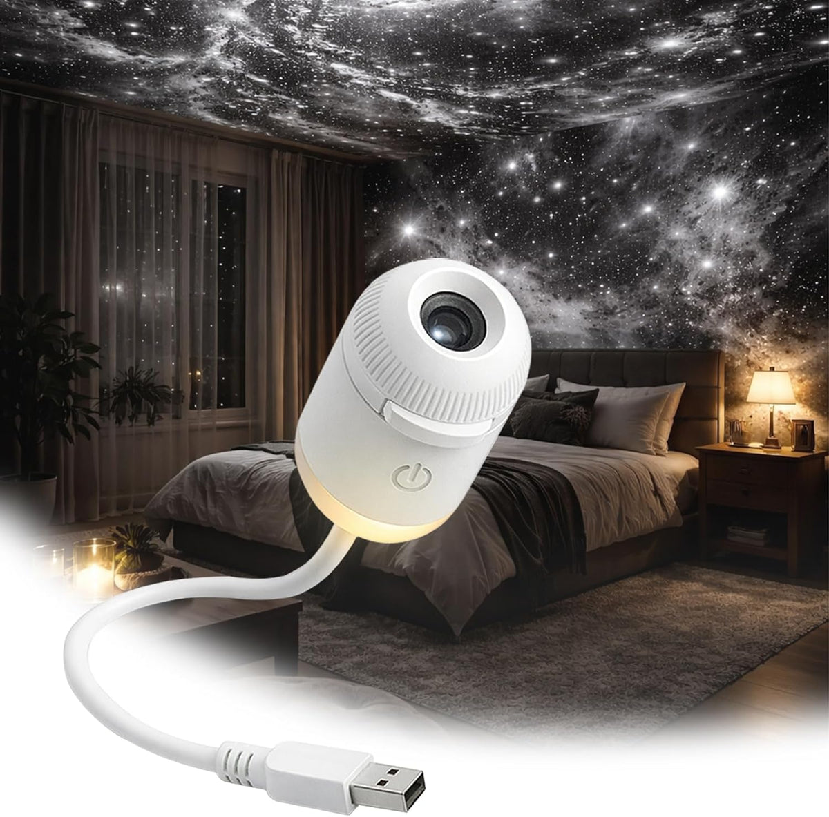 2-in-1 Galaxy Star Projector USB Night Light for Indoor Decor