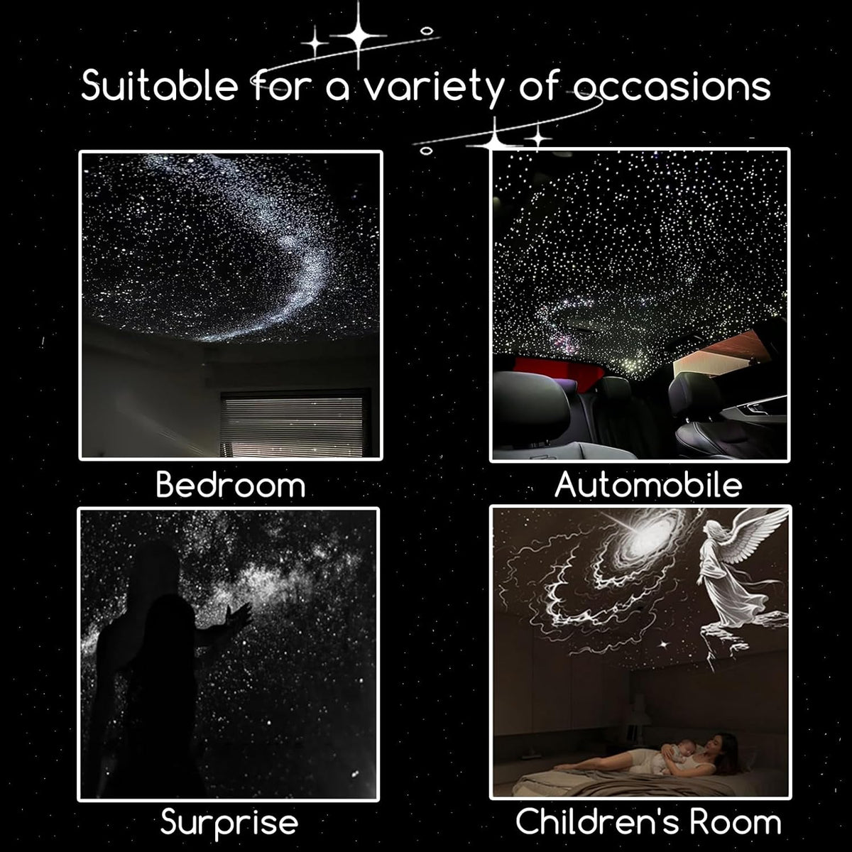2-in-1 Galaxy Star Projector USB Night Light for Indoor Decor