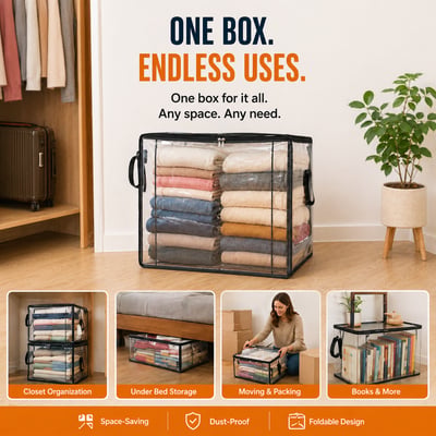 Buy 1 Get 1 Free📢Large Heavy-Duty Thick Plastic Clear Storage Bag for Clothes, Moving & Storage