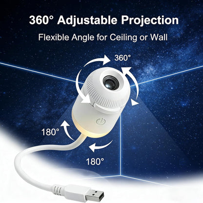 2-in-1 Galaxy Star Projector USB Night Light for Indoor Decor