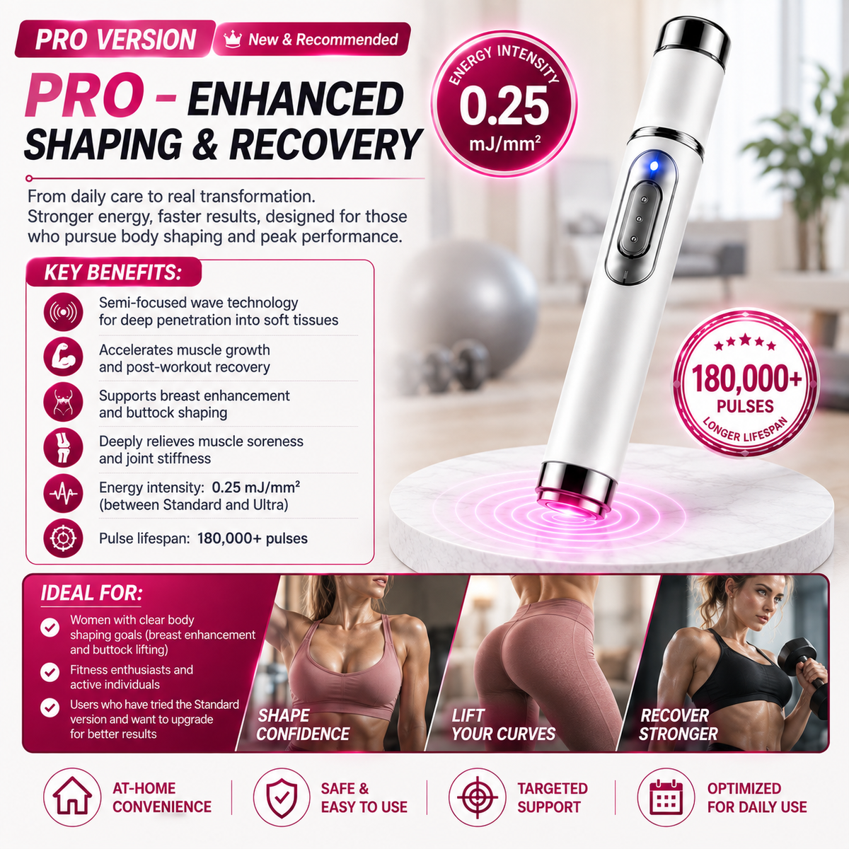 Mresio® ULTRASONIC SHOCK WAVE BODY REMODELING SYSTEM——Enhances bust and lifts buttocks. Fuel Muscle Growth.Boost Circulation. Relieve Pain.