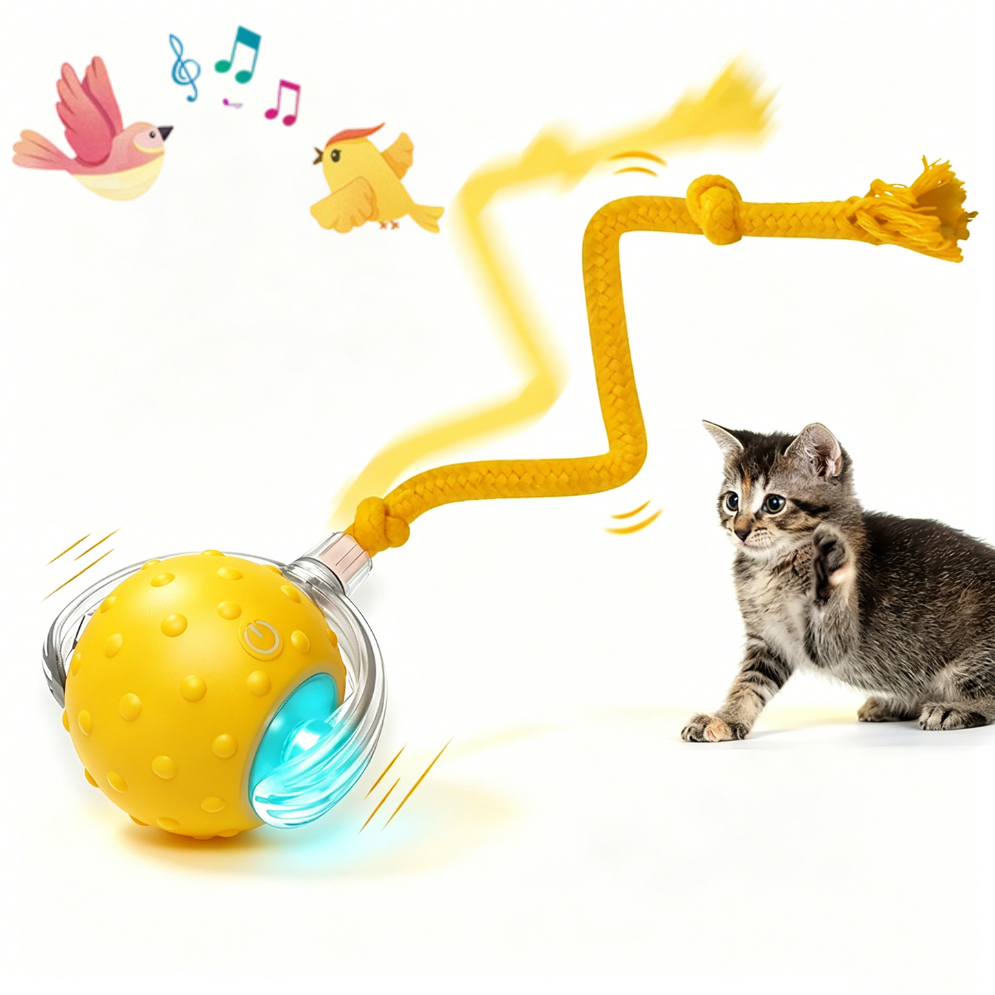 Cat Toy Chirp & Chase Motion Activated Cat Ball with LED Lights