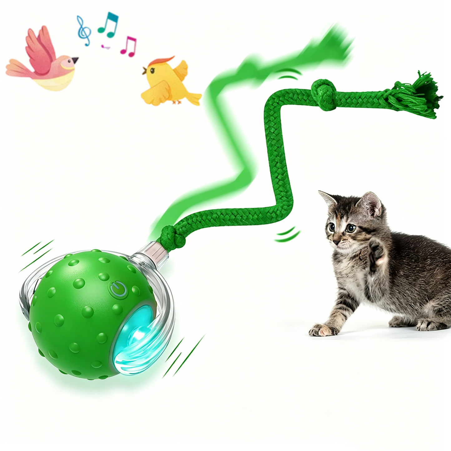 Cat Toy Chirp & Chase Motion Activated Cat Ball with LED Lights