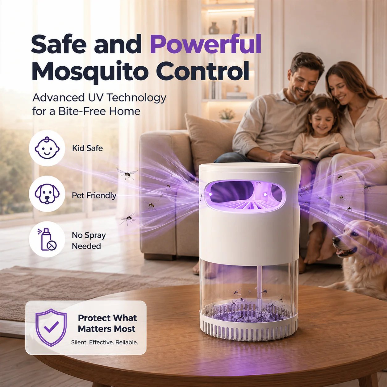 Ultra-Quiet Bionic UV Suction Mosquito Trap