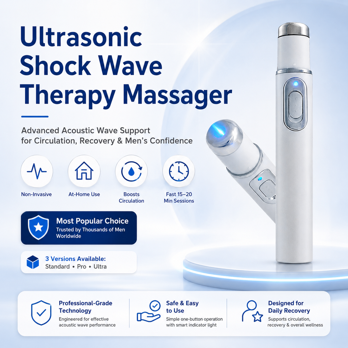 💥Mresio® Ultrasonic Shock Wave Therapy Massager——Restore Circulation. 🔥Relieve Deep Pain. Rebuild Male Confidence.
