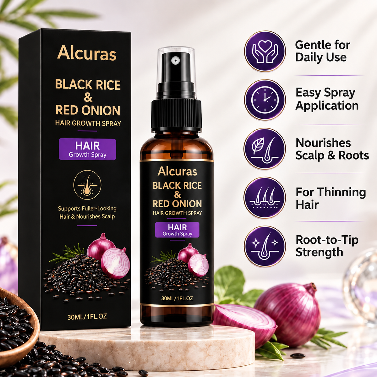 Alcuras® BlackRice HairAge Renewal Serum
