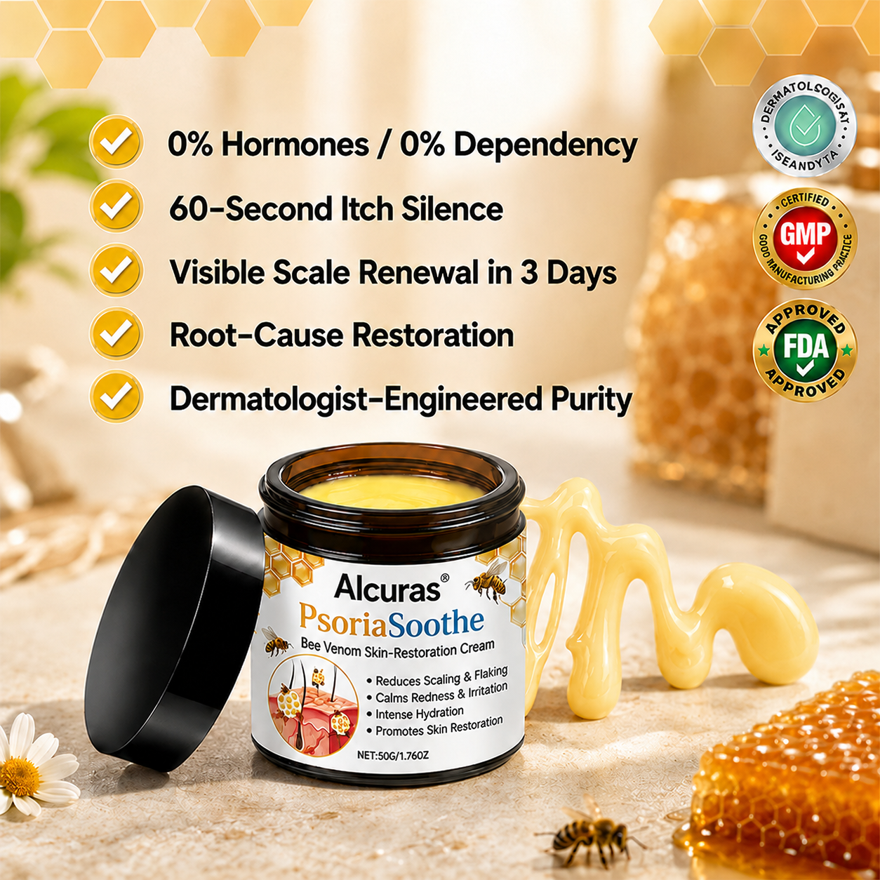 Alcuras® PsoriaSoothe Bee Venom Skin-Restoration Cream
