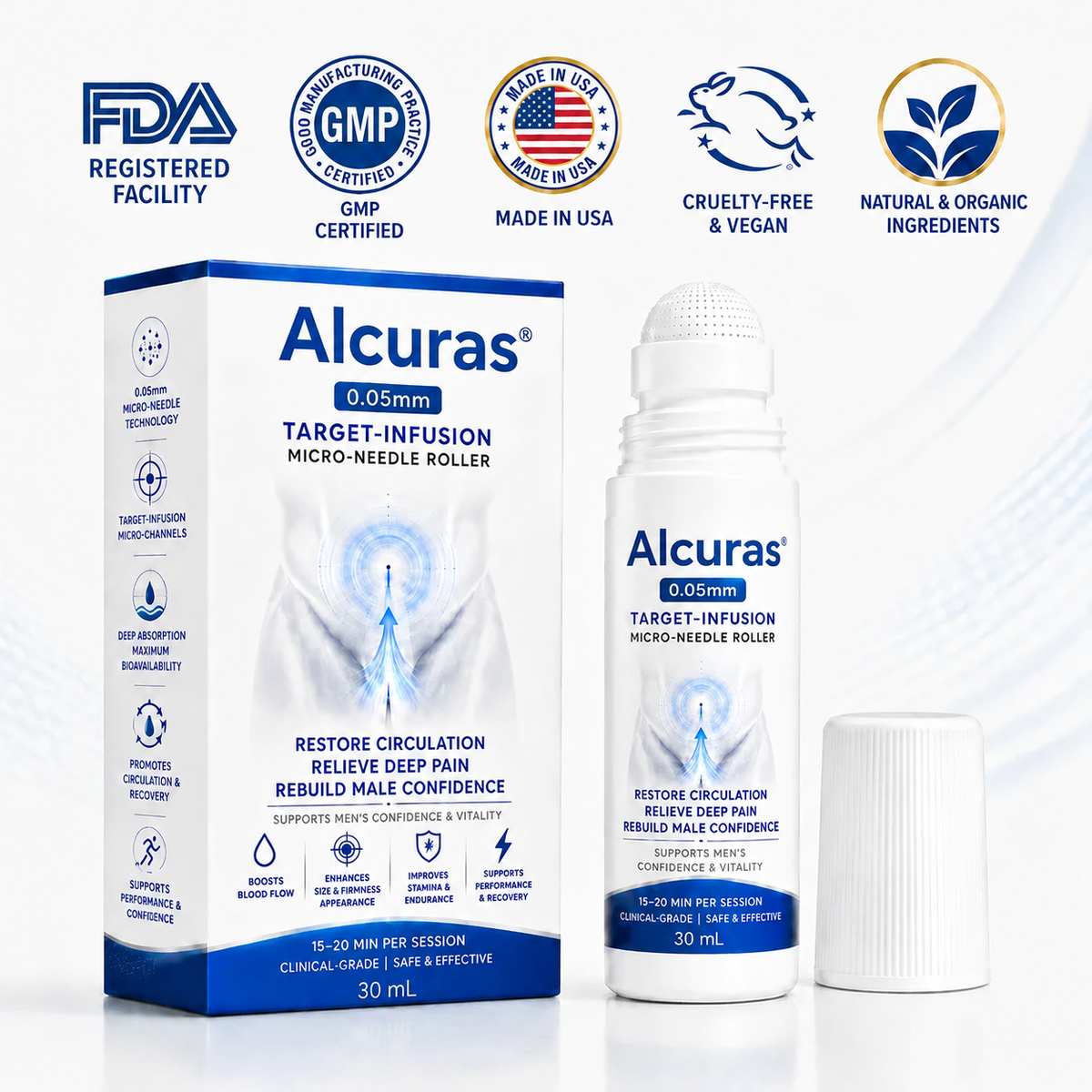 Alcuras™ 0.05mm Target-Infusion Micro-Needle Roller — Restores Tissue Health, Enhances Rigidity & Stamina, Relieves Muscle & Joint Discomfort