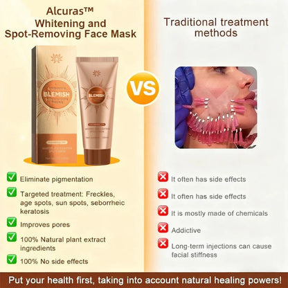 Alcuras™ Whitening and Spot-Removing Face Mask Suitable for face and body – 👩‍⚕️ Natural ingredients permanently remove age spots, freckles, sun spots, and liver spots.