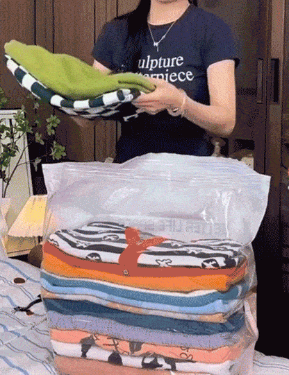 Thickened Stereoscopic No-Pump Vacuum Compression Bag