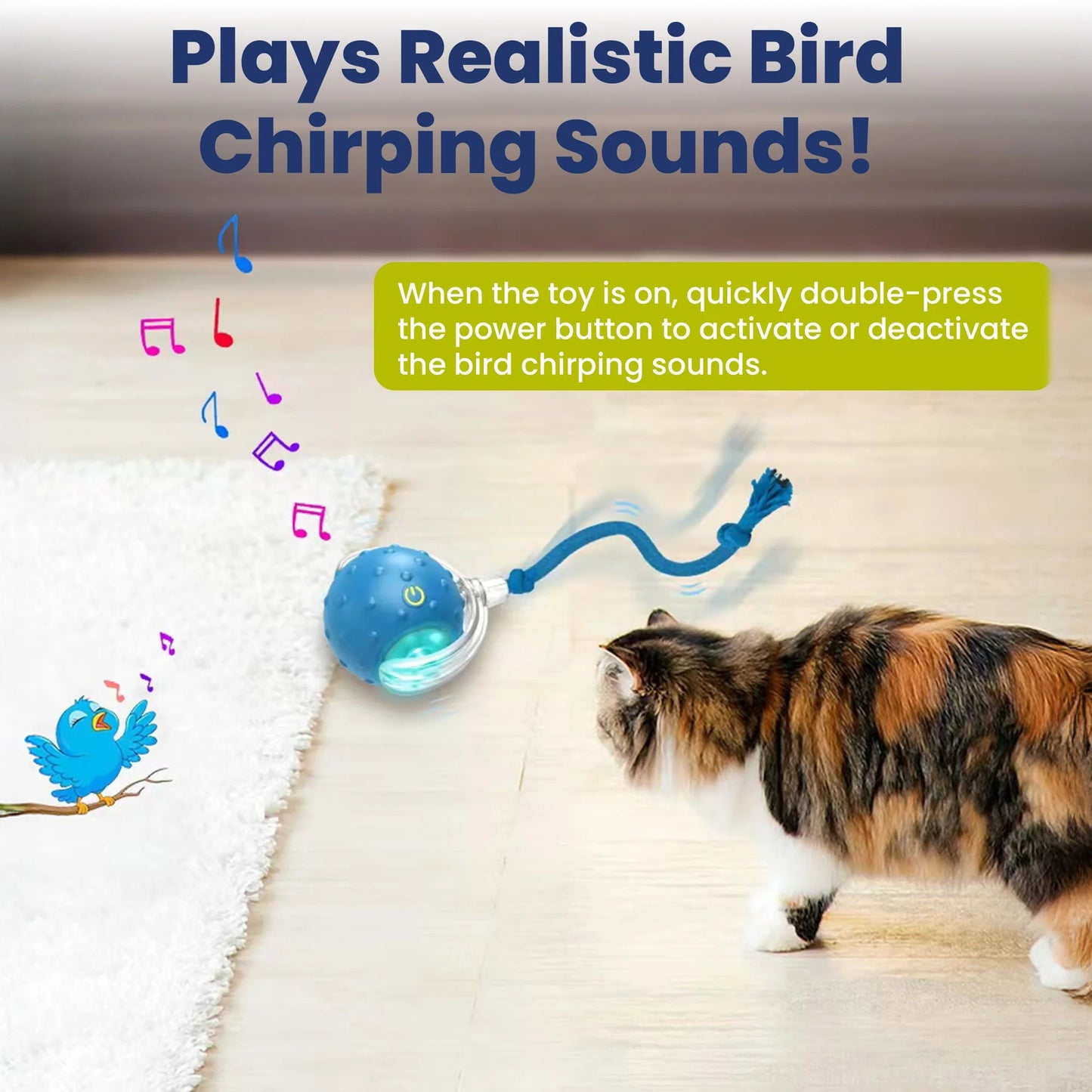 Cat Toy Chirp & Chase Motion Activated Cat Ball with LED Lights