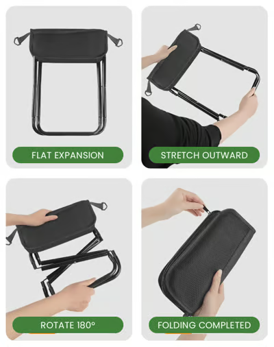 Take a Seat—Anywhere, Anytime!  Stay Comfortable on  the Go with the  Foldable Backpack Stool