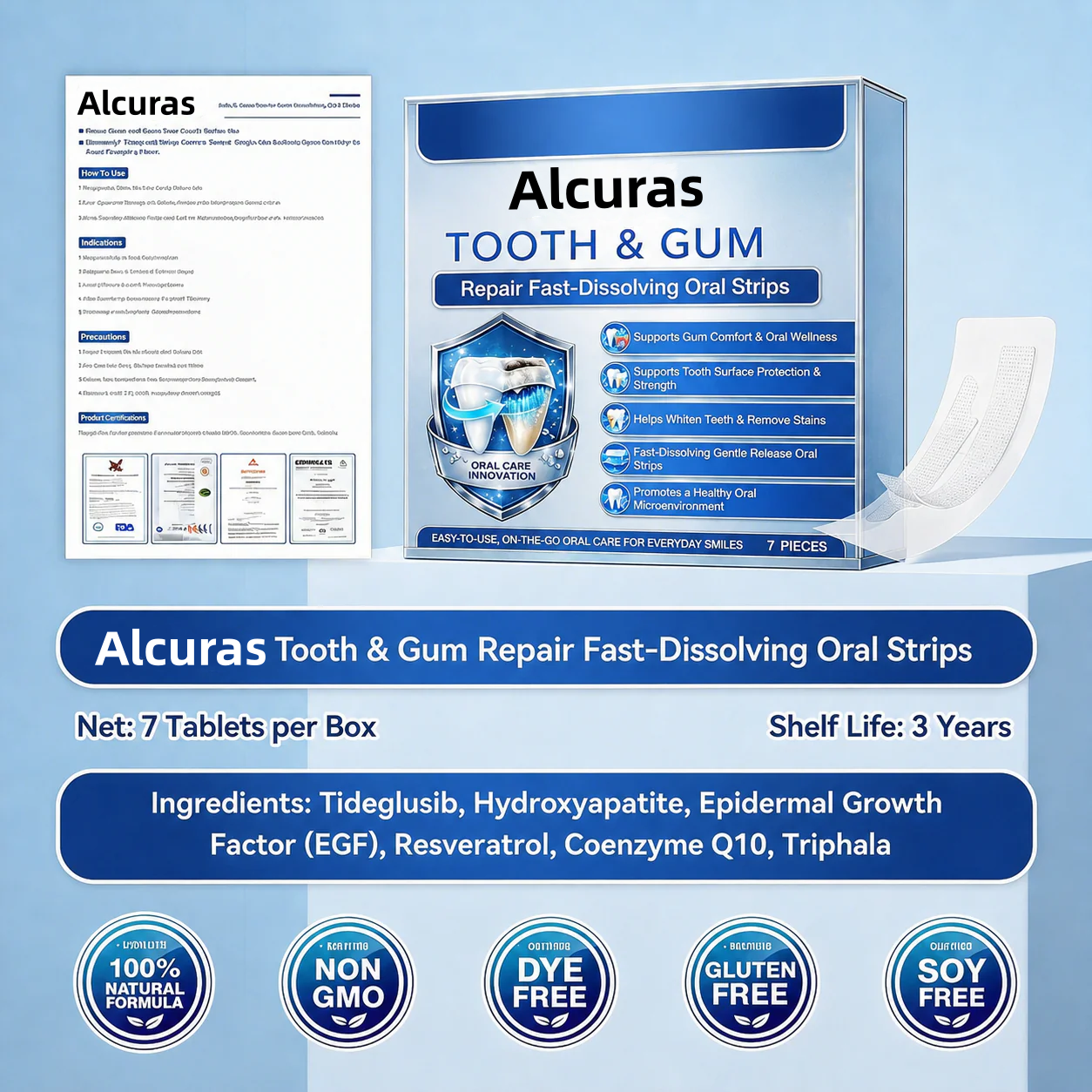 🦷Alcuras®️ Fast-Dissolving Tooth & Gum CareOral Strips - Daily Oral WellnessSupport
