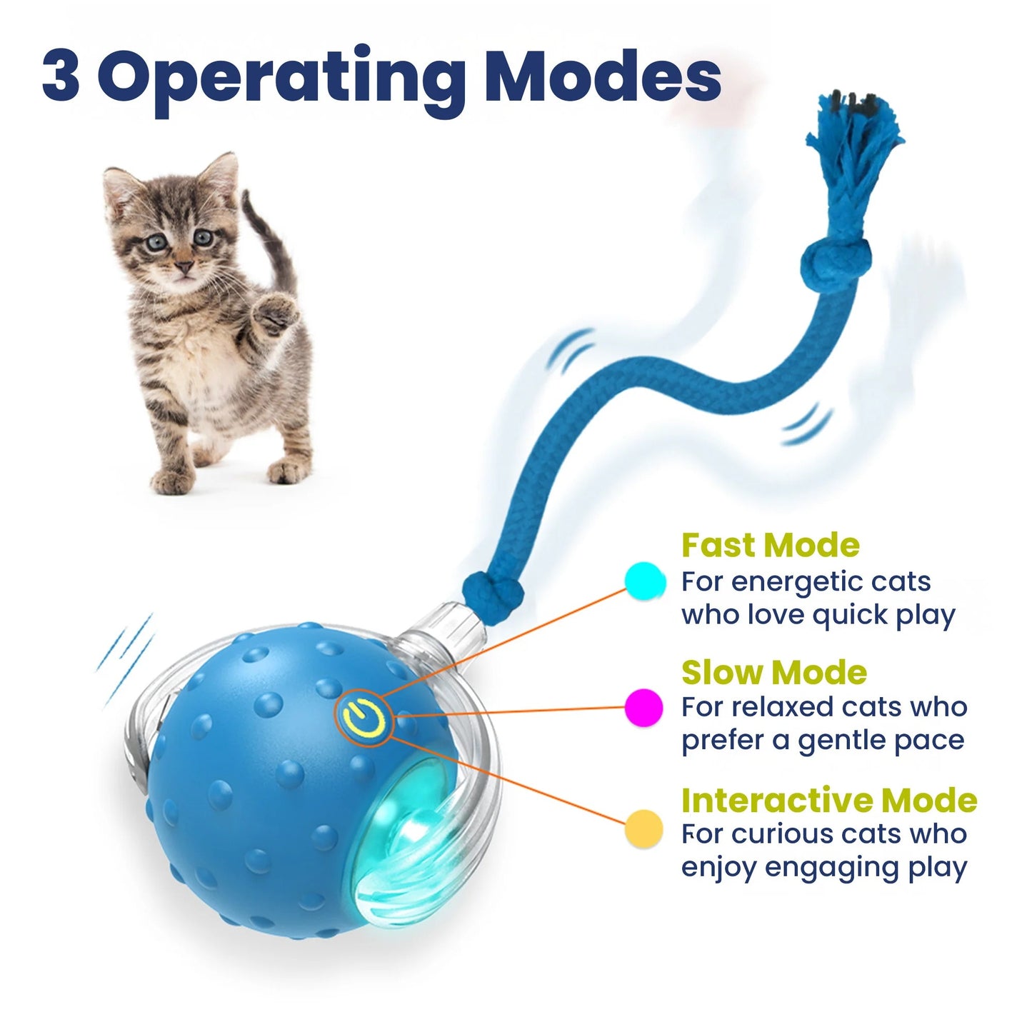 Cat Toy Chirp & Chase Motion Activated Cat Ball with LED Lights