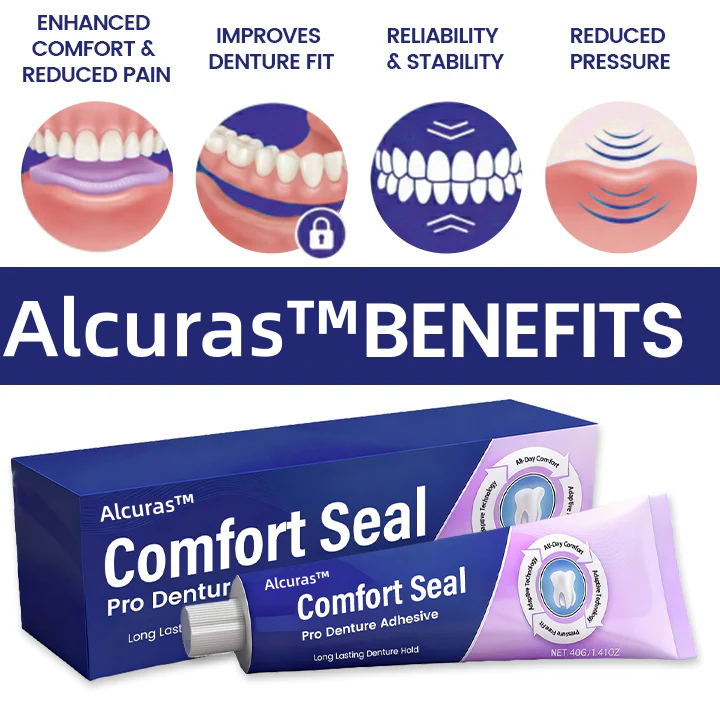 Alcuras® Comfort Seal Pro Denture Adhesive🦷💜(96- Hour Lock Hold, Comfortable & Zinc-Free Denture Fit) 🔥