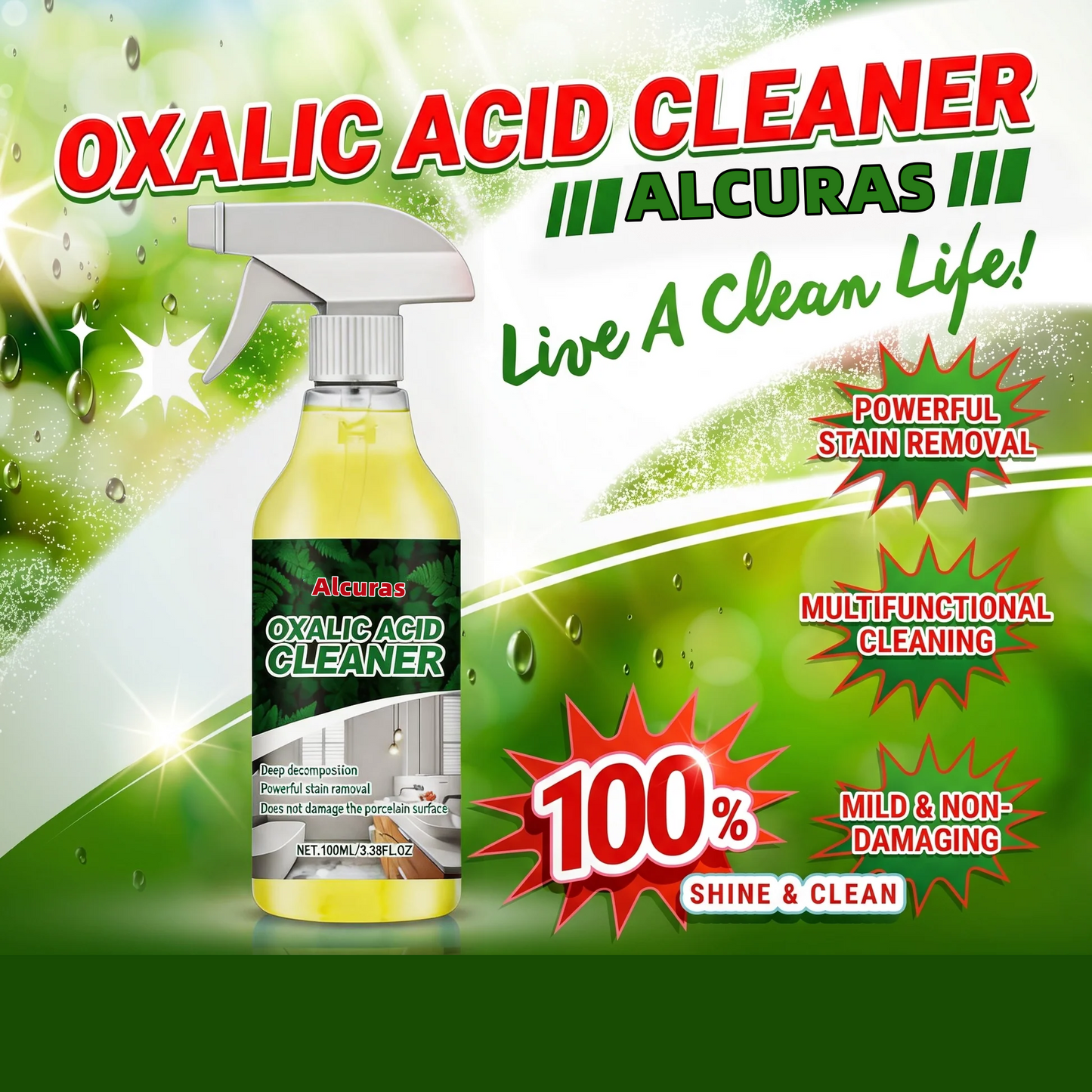 Alcuras🔥Bathroom Cleaner for Tough Toilet & Sink Stains