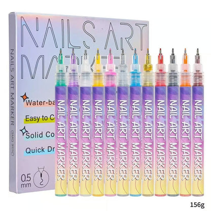 12-color waterproof nail art graffiti pen🖌️