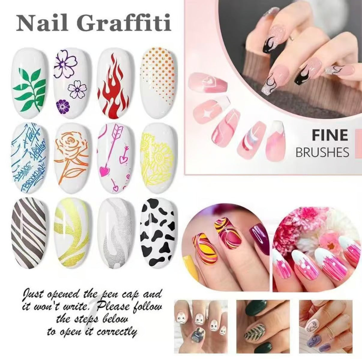 12-color waterproof nail art graffiti pen🖌️