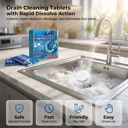 Effervescent Drain Clog Remover Tablets – Fast-Acting, Safe for Pipes & Removes Odors for Smooth Drains ✨