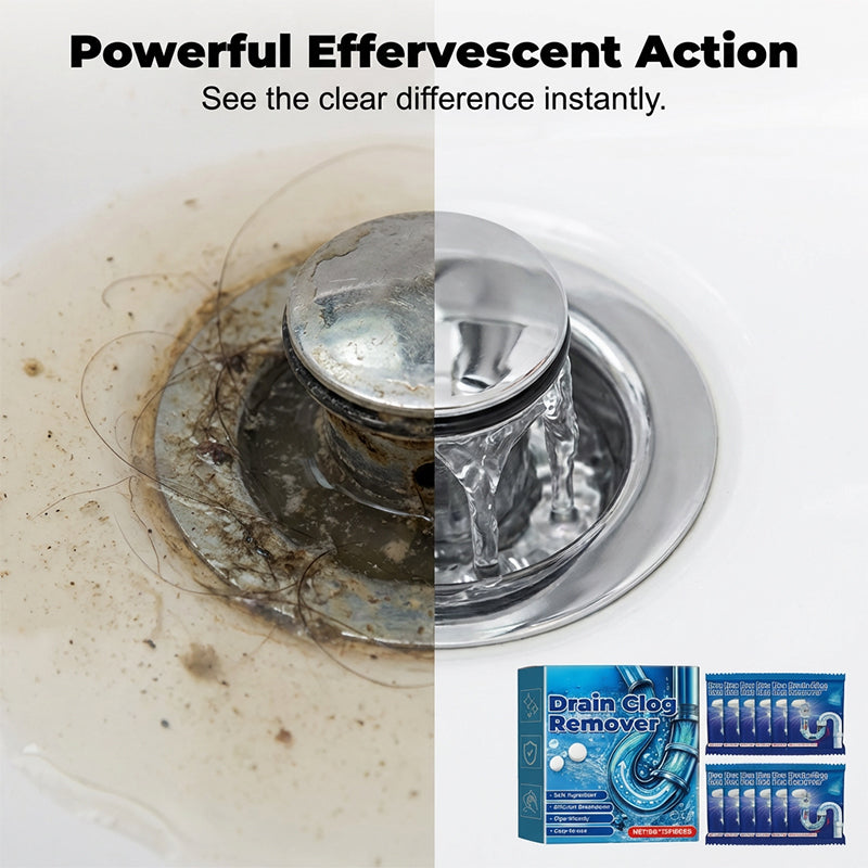 Effervescent Drain Clog Remover Tablets – Fast-Acting, Safe for Pipes & Removes Odors for Smooth Drains ✨