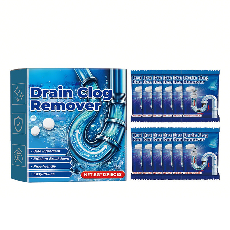 Effervescent Drain Clog Remover Tablets – Fast-Acting, Safe for Pipes & Removes Odors for Smooth Drains ✨